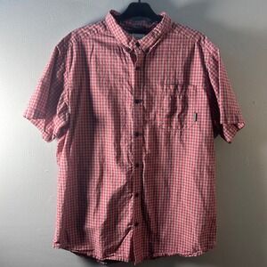 Columbia Men's Red‎ Plaid Short Sleeve Button Up Shirt Size L Regular Fit